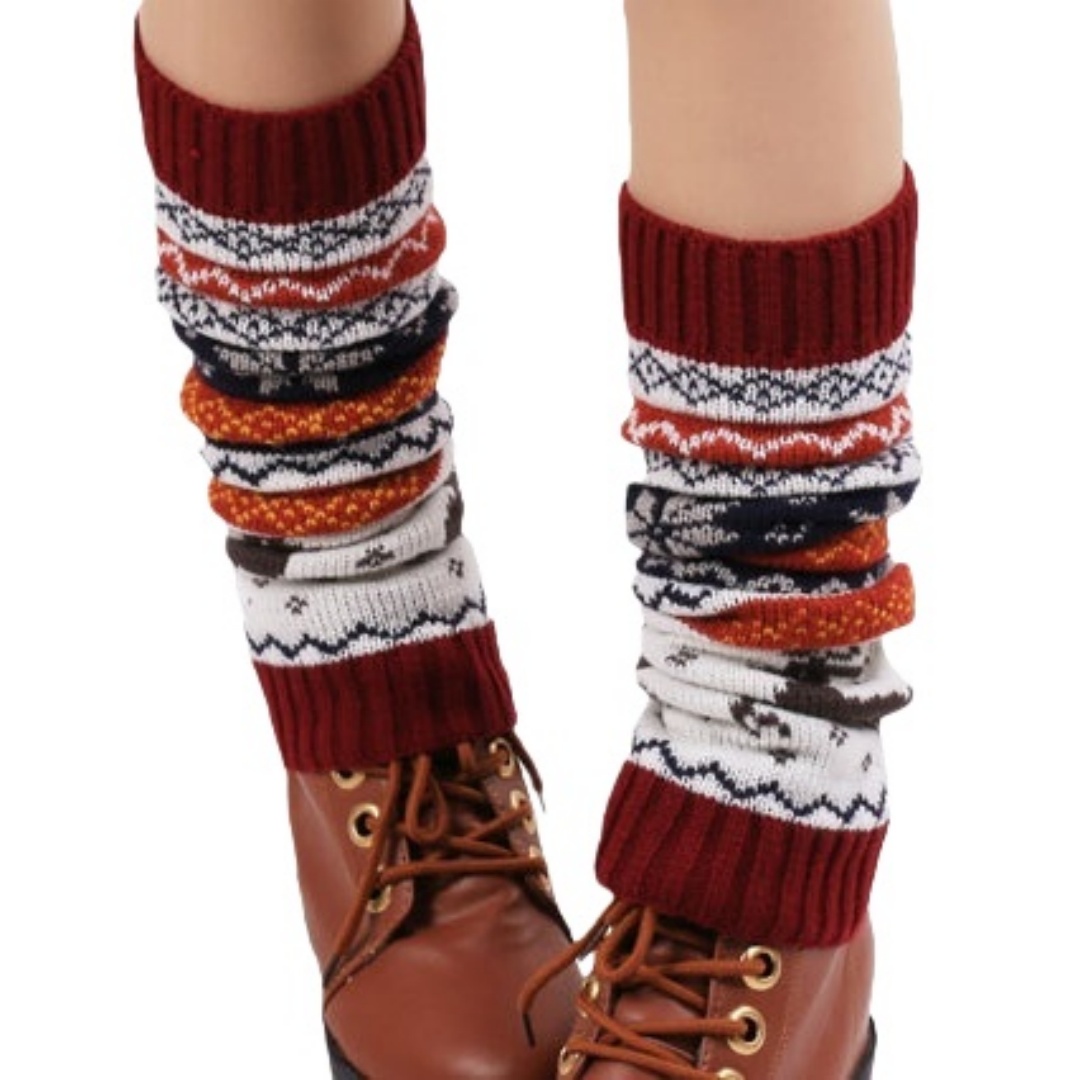 Christmas Knit Leg Warmers Knee Warm Boots Long Crochet Cover Thigh Legwarmers